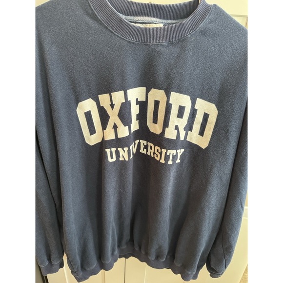Vintage 70s 80s crewneck sweatshirt Oxford Navy XL - Picture 3 of 4